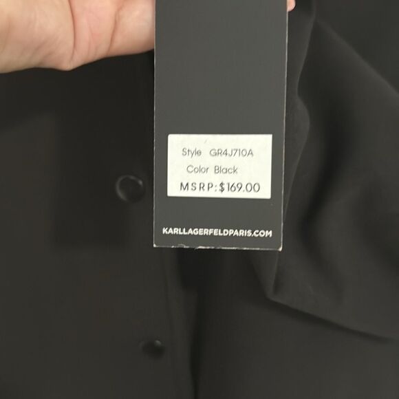 NWT-Karl LAGERFELD- black business letterman jacket- Size 10 - Picture 6 of 10